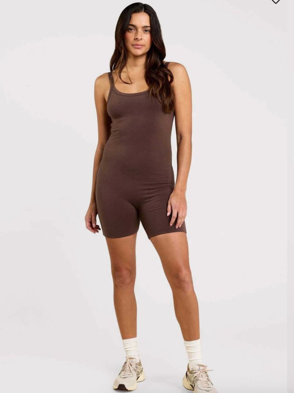 Nuuds “The Romper” Coffee Brown Sleeveless Romper Size Large NWOT